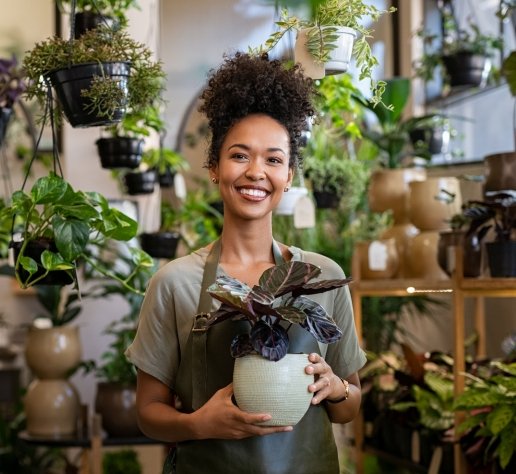 Happy small business owner